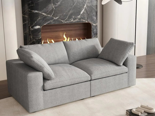 80" Light Gray Linen Blend Modular Sofa