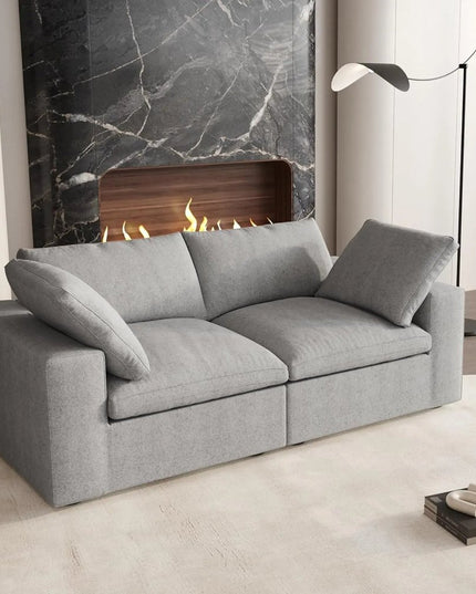80" Light Gray Linen Blend Modular Sofa