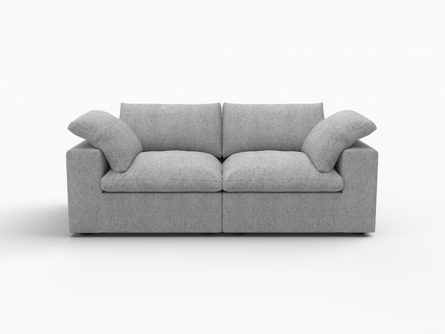 80" Light Gray Linen Blend Modular Wood Sofa