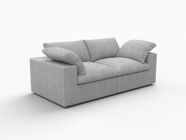 80" Light Gray Linen Blend Modular Wood Sofa