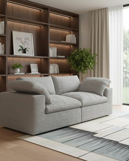 80" Light Gray Linen Blend Modular Sofa