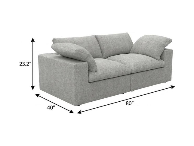 80" Light Gray Linen Blend Modular Wood Sofa