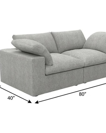 80" Light Gray Linen Blend Modular Wood Sofa