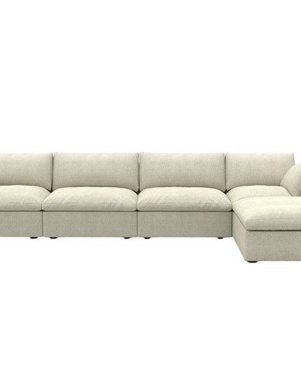 Khaki Linen Blend Modular L Shaped Five Piece Corner Sectional