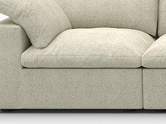 120" Khaki Linen Blend Modular Wood Sofa With Ottoman And Storage