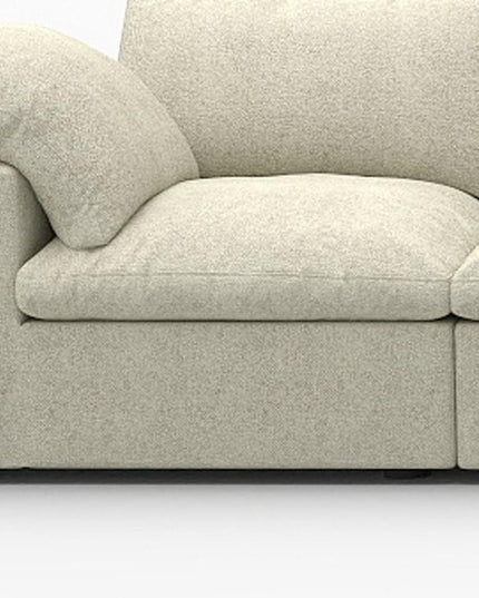 120" Khaki Linen Blend Modular Wood Sofa With Ottoman And Storage