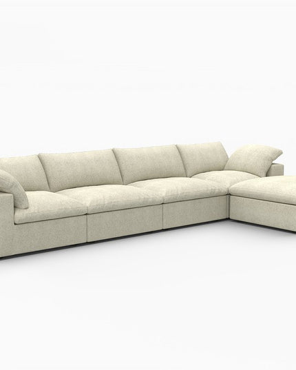 Khaki Linen Blend Modular L Shaped Five Piece Corner Sectional