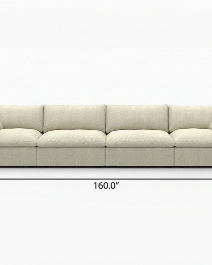 Khaki Linen Blend Modular Rectangular Four Piece Sectional