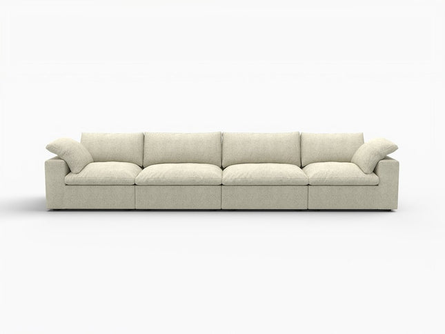 160" Khaki Linen Blend Modular Wood Sofa