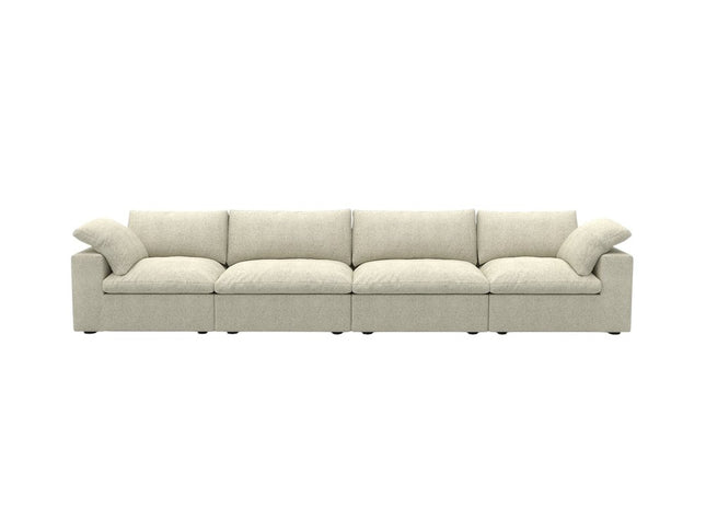 160" Khaki Linen Blend Modular Wood Sofa