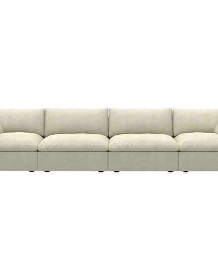 Khaki Linen Blend Modular Rectangular Four Piece Sectional