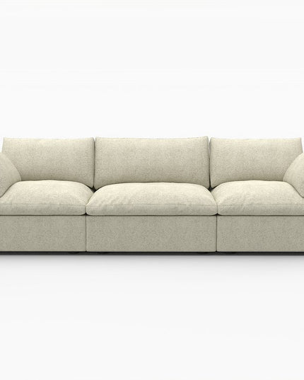 120" Khaki Linen Blend Modular Wood Sofa