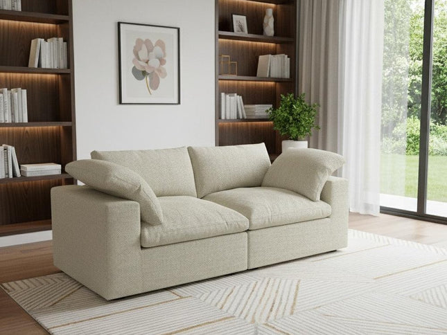 80" Khaki Linen Blend Modular Wood Sofa