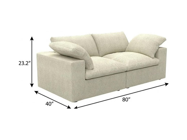 80" Khaki Linen Blend Modular Wood Sofa