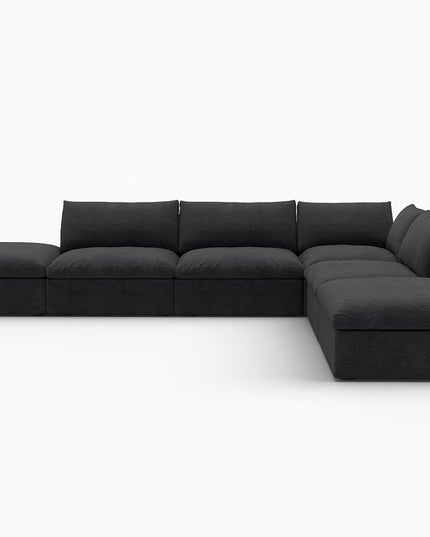 Black Linen Blend Modular L Shaped Six Piece Corner Sectional