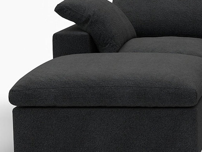 120" Black Linen Blend Modular Wood Sofa With Ottoman And Storage