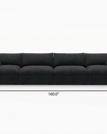 Black Linen Blend Modular Rectangular Four Piece Corner Sectional