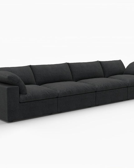 Black Linen Blend Modular Rectangular Four Piece Corner Sectional