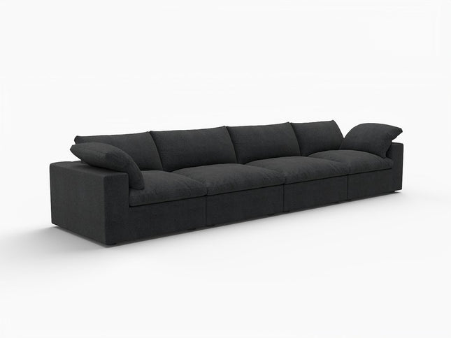 160" Black Linen Blend Modular Sofa