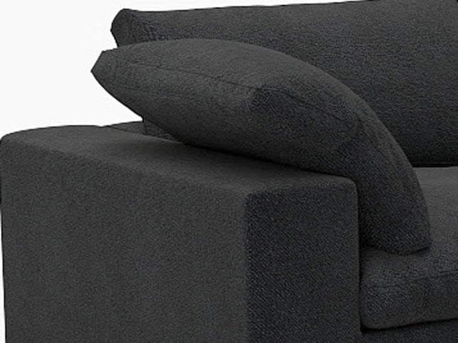160" Black Linen Blend Modular Wood Sofa