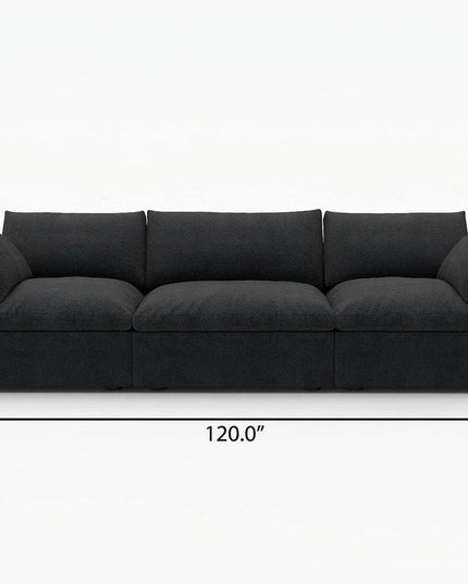 Black Linen Blend Modular Rectangular Three Piece Corner Sectional