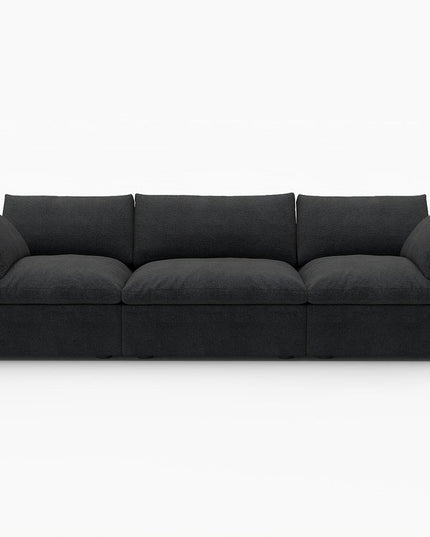 Black Linen Blend Modular Rectangular Three Piece Corner Sectional