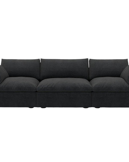 Black Linen Blend Modular Rectangular Three Piece Corner Sectional