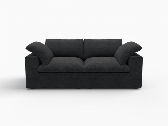 80" Black Linen Blend Modular Wood Sofa