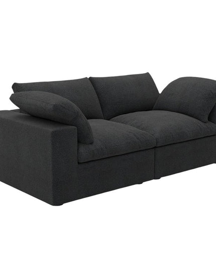 80" Black Linen Blend Modular Wood Sofa