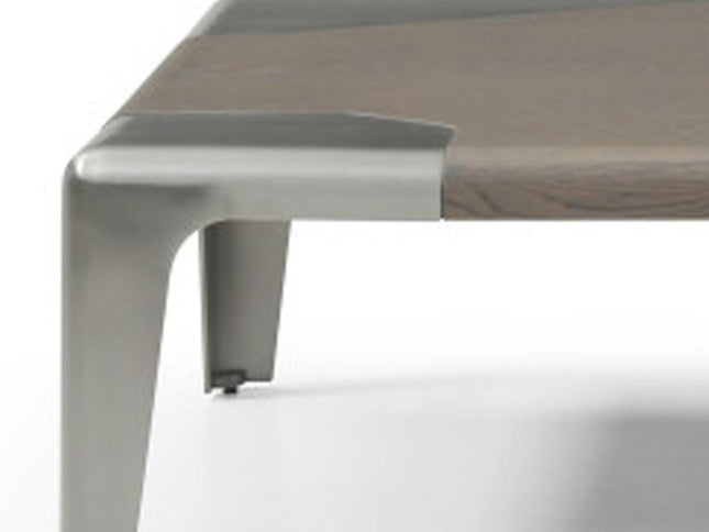 57" Gray and Silver Wood and Stainless Steel Coffee Table