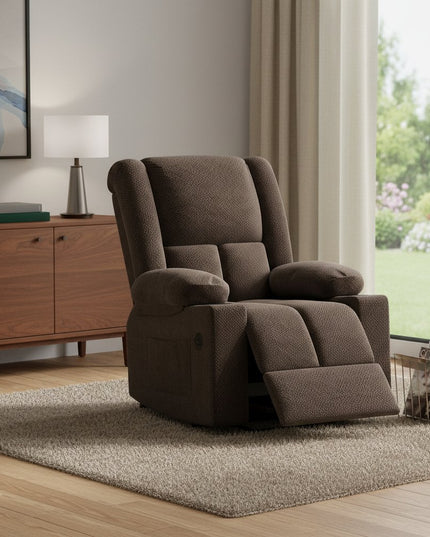 32" Brown Heated Massage Lift Assist Power Recliner With USB