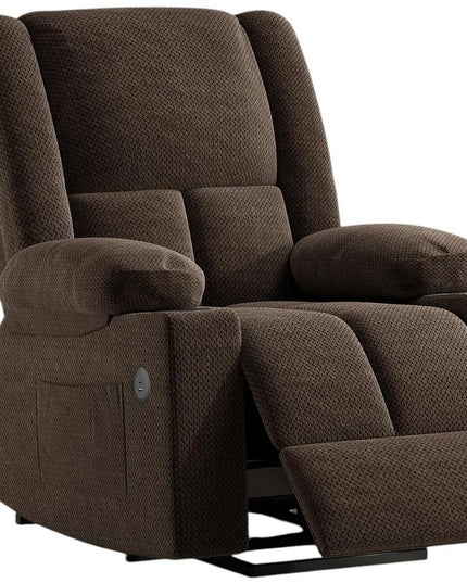 32" Brown Heated Massage Lift Assist Power Recliner With USB