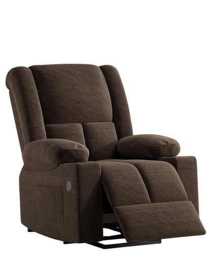 32" Brown Heated Massage Lift Assist Power Recliner With USB