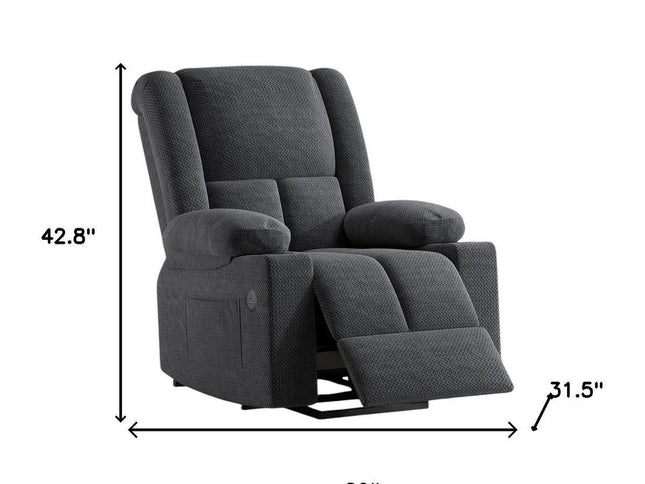 32" Gray Heated Massage Lift Assist Power Recliner With USB