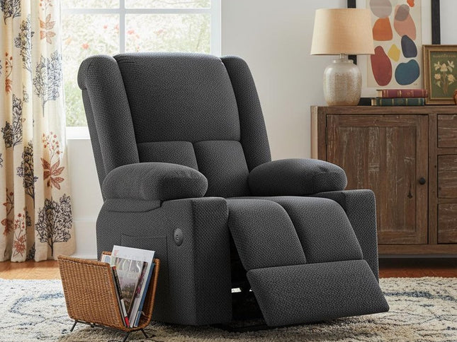 32" Gray Heated Massage Lift Assist Power Recliner With USB