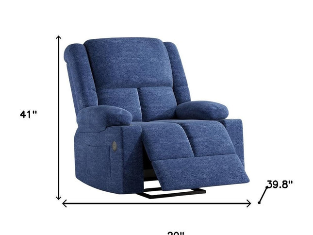 40" Blue Heated Massage Lift Assist Power Recliner With USB