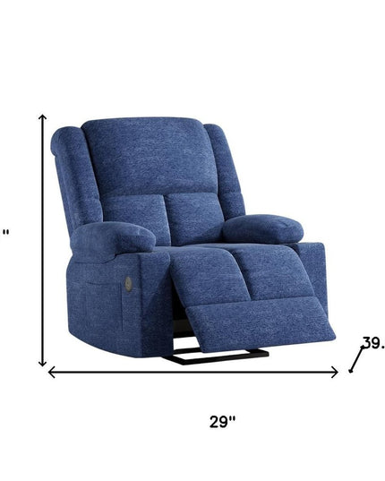 40" Blue Heated Massage Lift Assist Power Recliner With USB