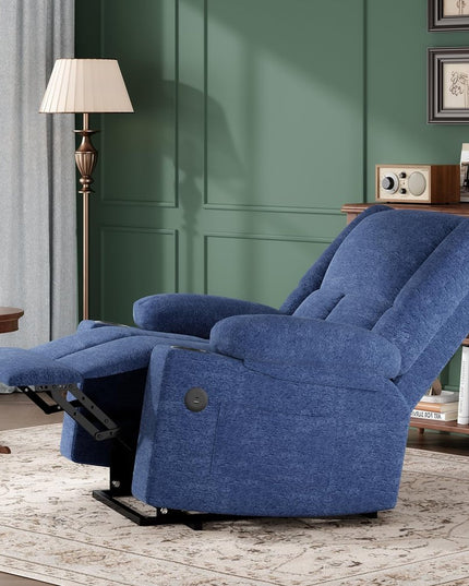 40" Blue Heated Massage Lift Assist Power Recliner With USB