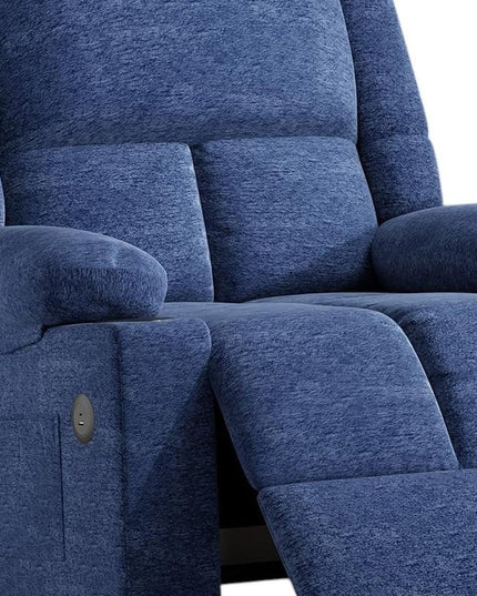 40" Blue Heated Massage Lift Assist Power Recliner With USB