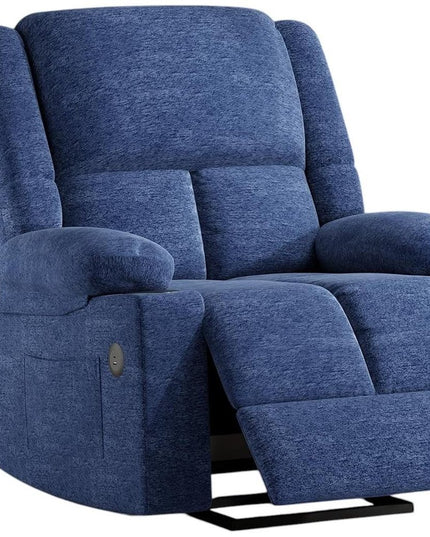 40" Blue Heated Massage Lift Assist Power Recliner With USB