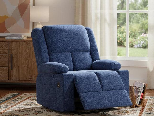 40" Blue Heated Massage Lift Assist Power Recliner With USB