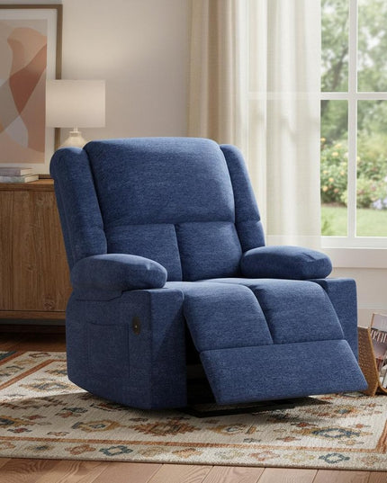 40" Blue Heated Massage Lift Assist Power Recliner With USB