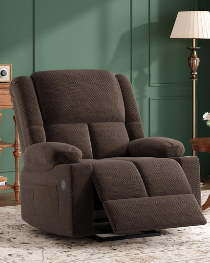 40" Brown Heated Massage Lift Assist Power Recliner With USB