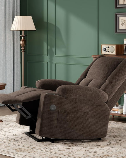 40" Brown Heated Massage Lift Assist Power Recliner With USB