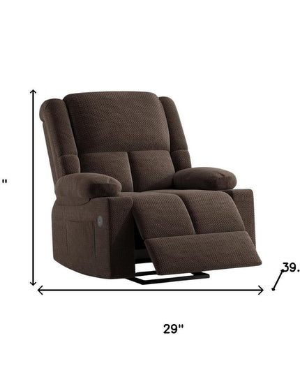 40" Brown Heated Massage Lift Assist Power Recliner With USB