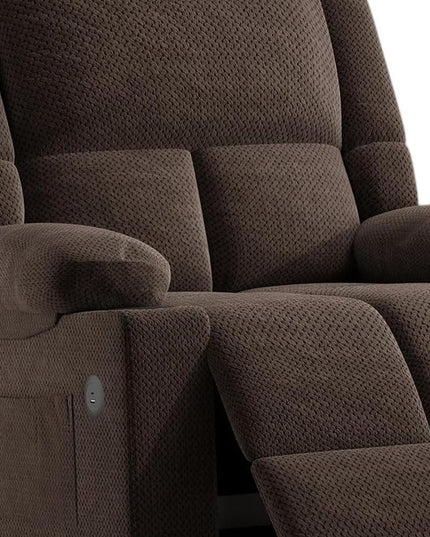 40" Brown Heated Massage Lift Assist Power Recliner With USB