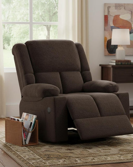 40" Brown Heated Massage Lift Assist Power Recliner With USB