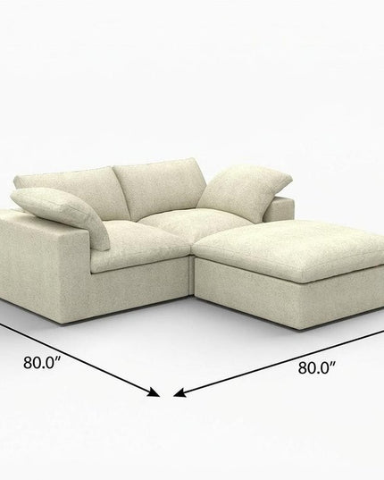 White Linen Blend Modular L Shaped Three Piece Corner Sectional