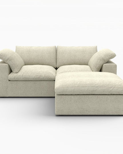 White Linen Blend Modular L Shaped Three Piece Corner Sectional