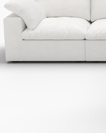 White Linen Blend Modular L Shaped Five Piece Corner Sectional